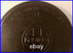 Vintage #8 GRISWOLD Cast Iron Skillet 704 H Large Logo with Smooth Bottom