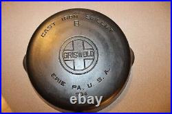 Vintage #8 GRISWOLD Cast Iron Skillet 704 Large Logo Smooth Bottom