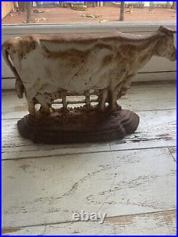 Vintage Cast Iron Cow Door Stop Large. This Piece Has Lots Of Character