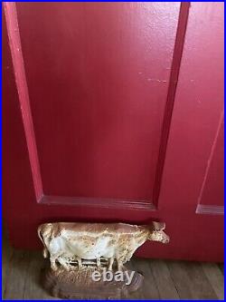 Vintage Cast Iron Cow Door Stop Large. This Piece Has Lots Of Character