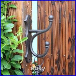 Vintage Cast Iron Large Wall Hooks Antique Finish Metal Garden Keys Hanger Rack