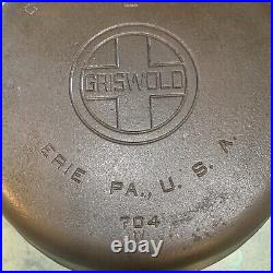 Vintage GRISWOLD #8 Cast Iron Skillet Large Logo 704 W Lye Cleaned Sets Level