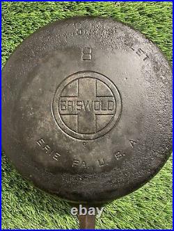 Vintage GRISWOLD #8 Cast Iron Skillet Large Logo Sets Level