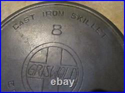 Vintage GRISWOLD #8 EPU Cast Iron SKILLET Large Slant Logo 704G Cleaned & Flat