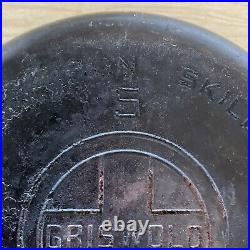 Vintage GRISWOLD Cast Iron SKILLET Frying Pan # 5 LARGE BLOCK LOGO