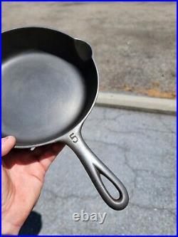 Vintage GRISWOLD Cast Iron SKILLET Frying Pan # 5 LARGE BLOCK LOGO