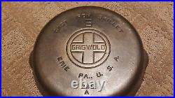 Vintage GRISWOLD Cast Iron SKILLET Frying Pan #6 LARGE BLOCK LOGO Cleaned &Oiled