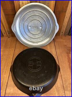 Vintage GRISWOLD Cast Iron SKILLET Frying Pan & Cover Lid # 8 LARGE BLOCK LOGO