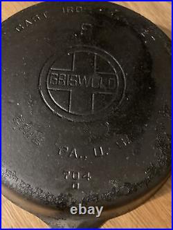 Vintage GRISWOLD Large Block Logo #8 704D Cast Iron Skillet