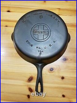 Vintage Griswold 704G cast iron No 8 skillet pan Large Block Logo