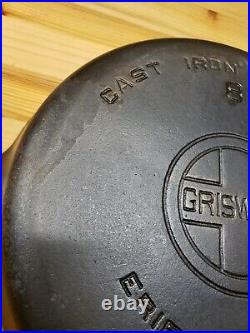 Vintage Griswold 704G cast iron No 8 skillet pan Large Block Logo