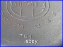 Vintage Griswold #7 Cast Iron 701j Large Logo Skillet