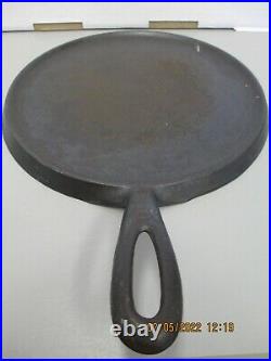 Vintage Griswold #8 Cast Iron Griddle #608, Heat Ring, Large Block, Good Cond