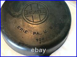 Vintage Griswold #8 Cast Iron Skillet Large Block Logo 704 F two spout