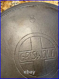 Vintage Griswold 8 Slanted Large Block Logo Cast Iron Skillet 704 G Heat Ring