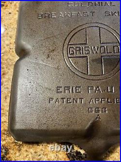 Vintage Griswold Cast Iron Colonial Breakfast Skillet 666 A Large Logo Read