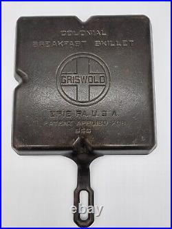 Vintage Griswold Cast Iron Colonial Breakfast Skillet PN #666 B Large Logo