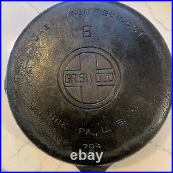 Vintage Griswold Cast Iron NO. 8 Large Block Logo Skillet 704 P EUC Made USA