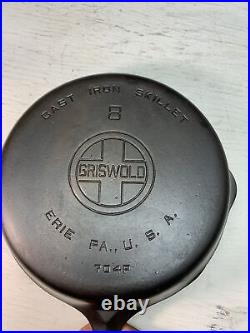 Vintage Griswold Cast Iron NO. 8 Large Block Logo Skillet 704 P Made USA