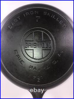 Vintage Griswold Cast Iron Skillet 7 Large Block Logo Heat Ring 701E Beauty