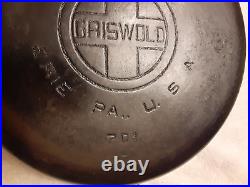 Vintage Griswold Cast Iron Skillet LARGE BLOCK #7 701 J Erie, Pa. U. S. A