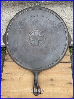 Vintage Griswold Cast Iron Skillet Pan #14 #718 Erie PA USA Large Heat Ring