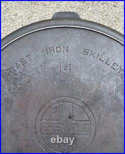 Vintage Griswold Cast Iron Skillet Pan #14 #718 Erie PA USA Large Heat Ring