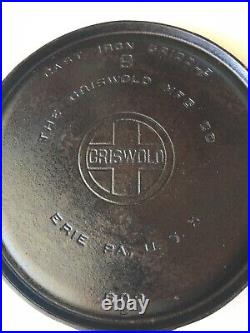 Vintage Griswold Large Block Logo #9 Cast Iron Griddle Nice