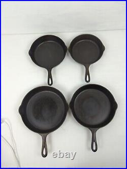 Vintage Griswold Large Logo 6,7,8,9 Cast Iron Skillet Set Excellent Condition