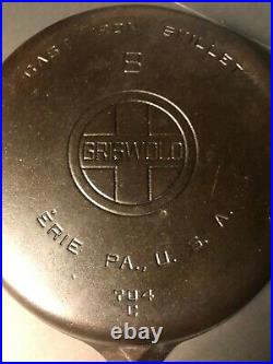 Vintage Griswold Large Logo Cast Iron Skillet, No Heat Ring No 8 P/n 704c
