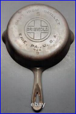 Vintage Griswold No. 5 Cast Iron Skillet 724c Large Block Logo 8 (free Shipping)