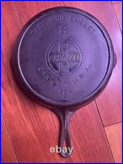 Vintage Griswold No. 8 Cast Iron Skillet Large Slant Logo with Heat Ring 704 E