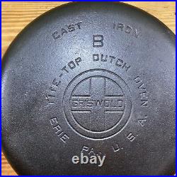 Vintage Griswold Restored Cast Iron Dutch Oven #8 Large Block Logo 1295