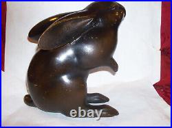 Vintage Japanese Large Cast Iron Bunny Rabbit Statue Figure