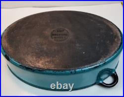 Vintage Kockum Of Sweden Large 5 Liter Enamel Cast Iron Dutch Oven Greenish Blue