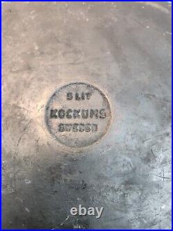 Vintage Kockum Of Sweden Large 5 Liter Enamel Cast Iron Dutch Oven Greenish Blue