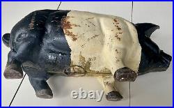 Vintage Large Cast Iron Pig Bank, 25 lbs 18 Long, Butcher Shop Hampshire Hog