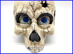 Vintage Large Cast Iron or Pressed Metal Skull with Dagger- Eyes Open & Close
