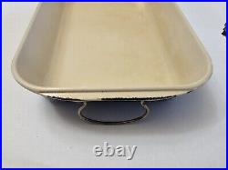 Vintage Large Le Creuset Blue Cast Iron Roasting Baking Casserole Pan Handles L1