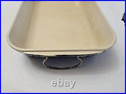 Vintage Large Le Creuset Blue Cast Iron Roasting Baking Casserole Pan Handles L1