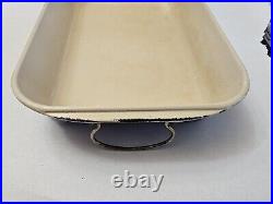 Vintage Large Le Creuset Blue Cast Iron Roasting Baking Casserole Pan Handles L1