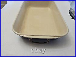 Vintage Large Le Creuset Blue Cast Iron Roasting Baking Casserole Pan Handles L1