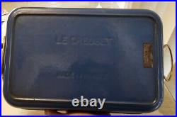 Vintage Large Le Creuset Blue Cast Iron Roasting Baking Casserole Pan Handles L1