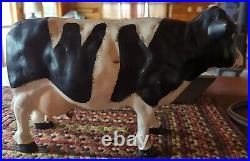 Vintage Large Rare Cast Iron Cow Farm Animal Doorstop 20 lbs. 17 Long HEAVY