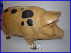 Vintage Large Rare Cast Iron Piggy Bank Doorstop 22 lbs. 17 Long Butcher Shop