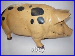 Vintage Large Rare Cast Iron Piggy Bank Doorstop 22 lbs. 17 Long Butcher Shop