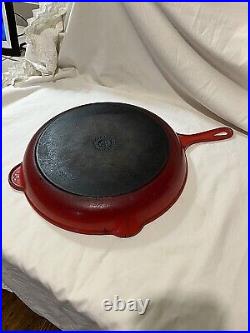 Vintage Le Creuset #30 France Large Red Cast Iron Frying Pan Skillet
