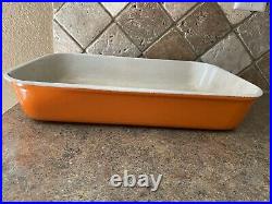 Vintage Le Creuset Orange Enamel Cast Iron Lasagna Pan with Swing Handles