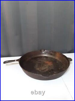 Vintage Lodge No. 14 X-Large Cast Iron Camp Fire Fry Skillet 3 Notch Heat Ring