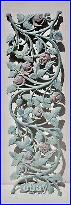 Vintage Original Large Cast Iron Double Sided Rose Wall Art Flower Garden Panel